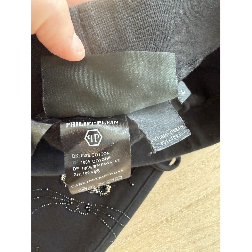 Philipp Plein Cat Bedazzled Black Jogger Sweatpants Size Large - Picture 2 of 9